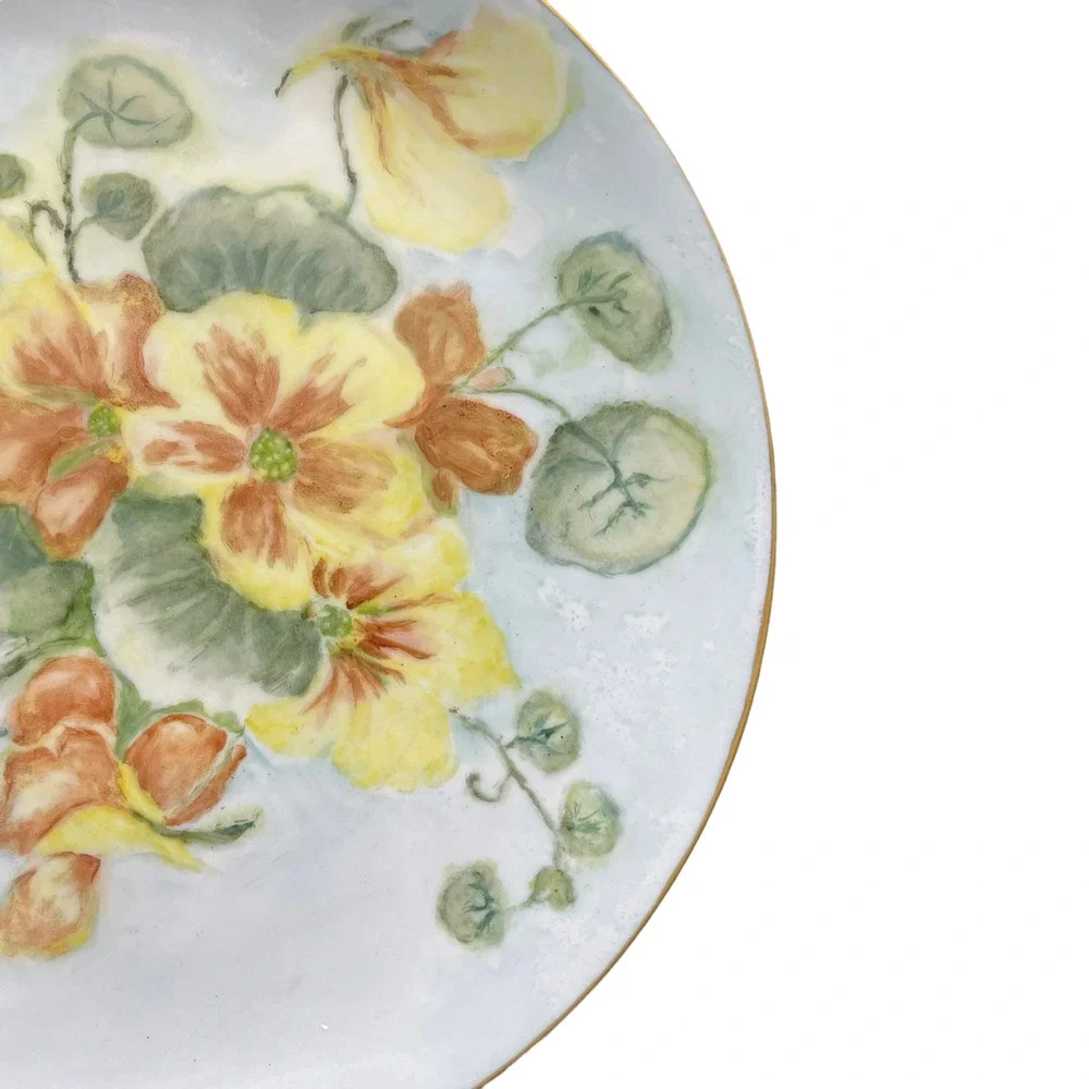 1966 Holiday China Made Germany Hand Painted Floral Plate Signed G.A. Hendon 10